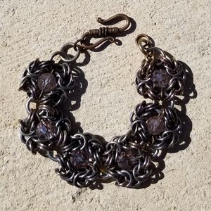 Chain maille bracelet with crystals